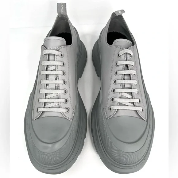 Alexander McQueen Men's Tread Slick Gray Low-Top Sneakers Size EU 49 - US 16 - Picture 4 of 10